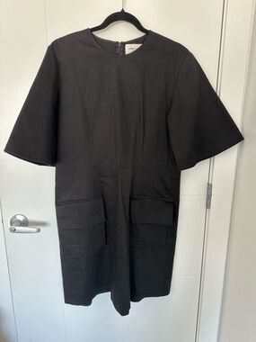 Public School New York Black Shift Dress 100% Cotton USA Minimalist Designer